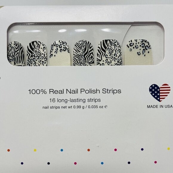 Color Street 100% Nail Polish Strips Zebra On The Spot Animal Print 16 Pieces - Picture 2 of 5